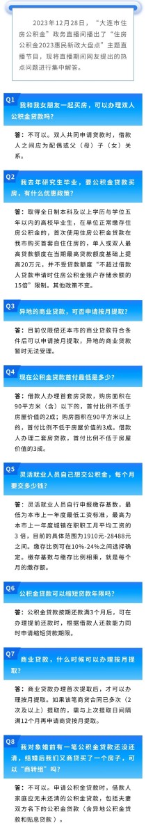 关于大连公积金贷款买房热点问题解答。