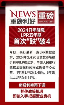 2024开年降息LPR五年期首次“跌"破4