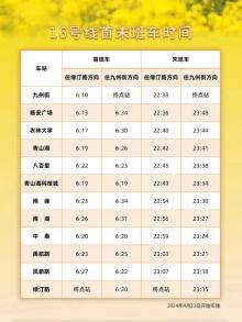 16号线地铁延长末班车时间