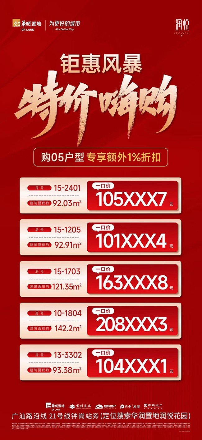 【华润置地润悦】钜惠风暴 特价嗨购