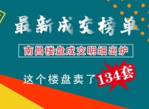 最新成交榜单！南昌楼盘成交明细出炉 这个楼盘卖了134套