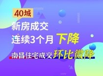 40城新房成交连续3个月下降，南昌住宅成交环比微降