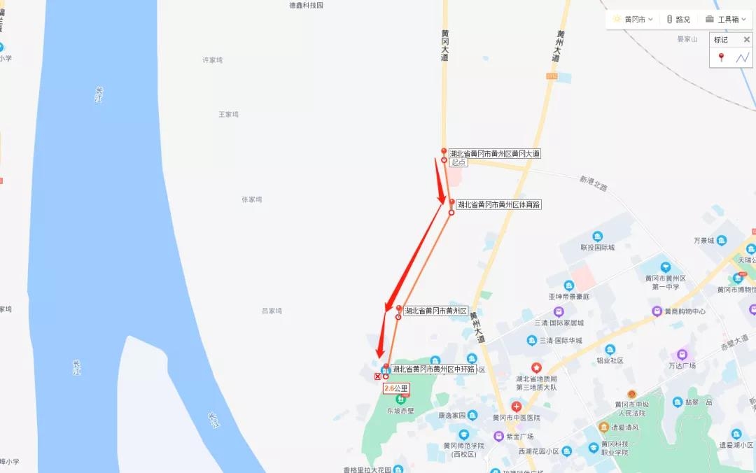 黄冈市区将打通黄冈大道至中环路连接线