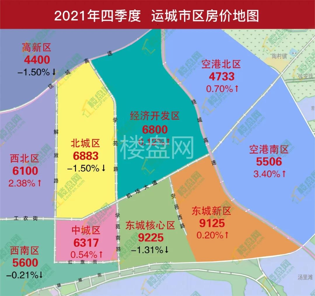 2021年四季度运城市区房价地图发布