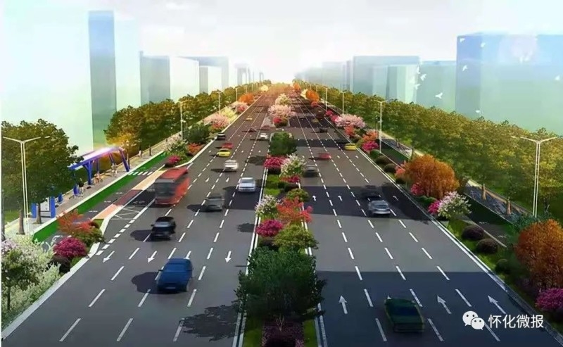 怀化最漂亮的四方路(西段)改造正加紧建设，预计今年国庆节前全面建成通车!