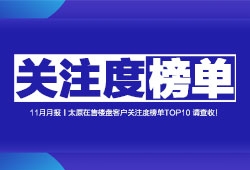 11月月报丨太原在售楼盘客户关注度榜单TOP10 请查收！