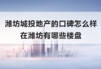 潍坊城投地产的口碑怎么样？在潍坊有哪些楼盘？