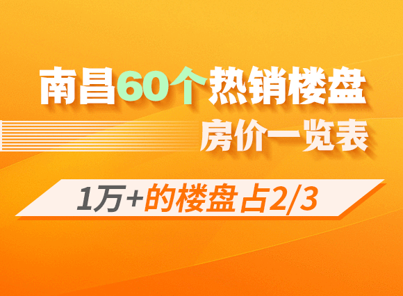 南昌60个热销楼盘房价一览表，1万+的楼盘占2/3