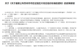 苏州新发布市区征地区片综合地价标准！最高65600元/亩