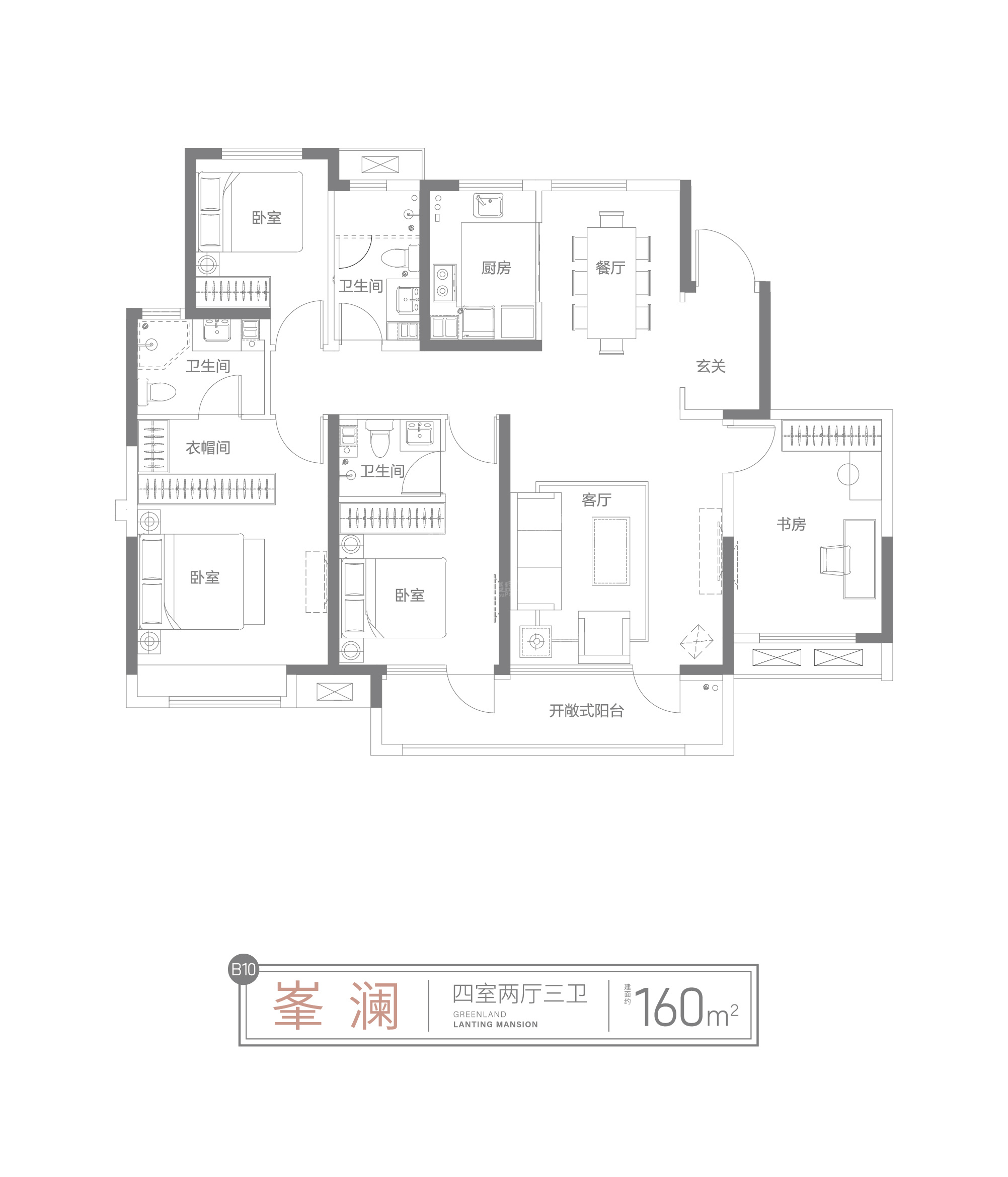 济南绿地澜庭公馆3室2厅2卫户型图-济南楼盘网