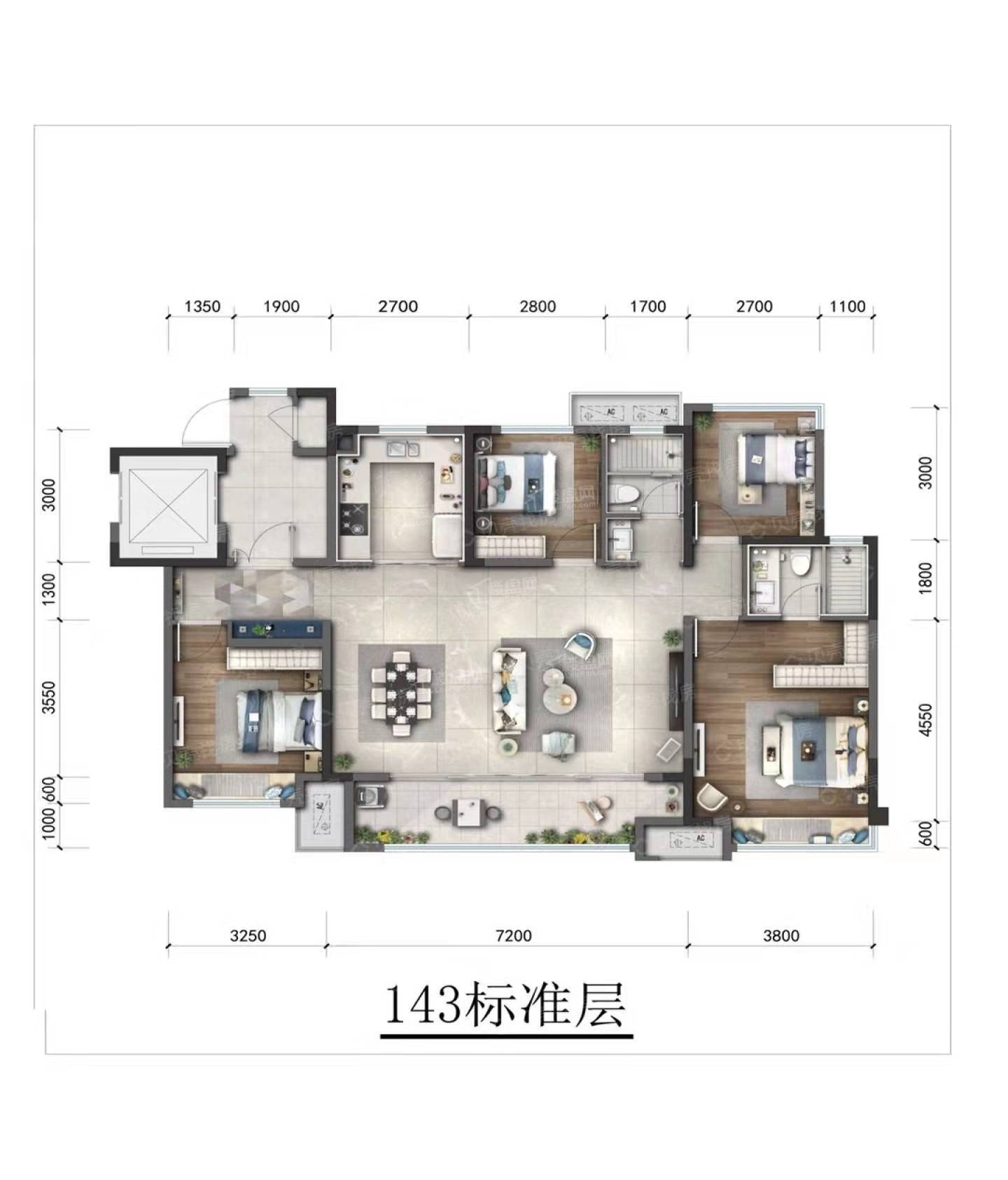 济南龙湖天曜4室2厅2卫户型图-济南楼盘网