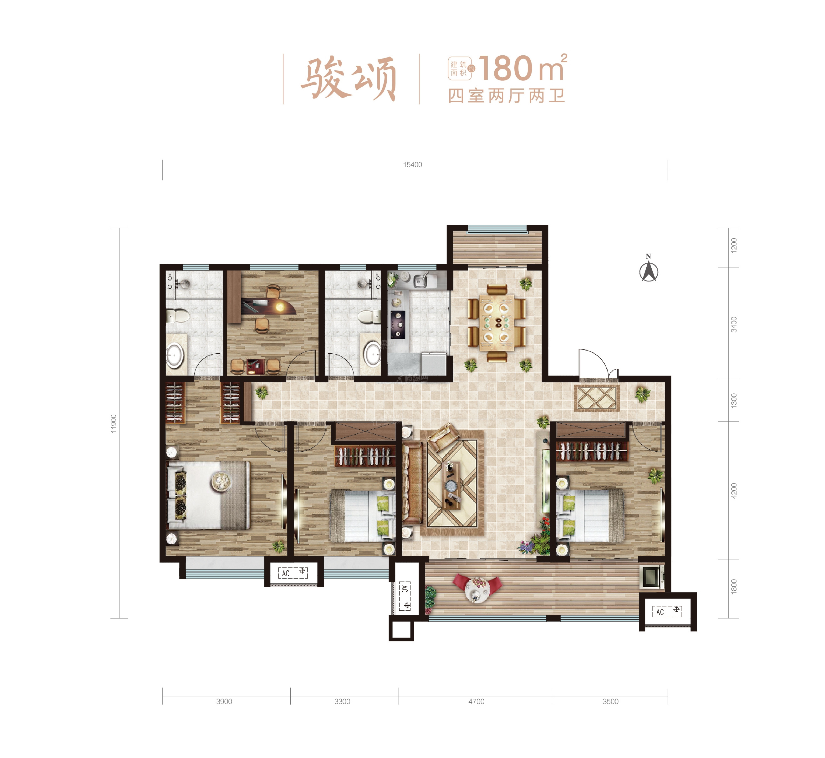 济南三箭骏福苑4室2厅2卫户型图-济南楼盘网