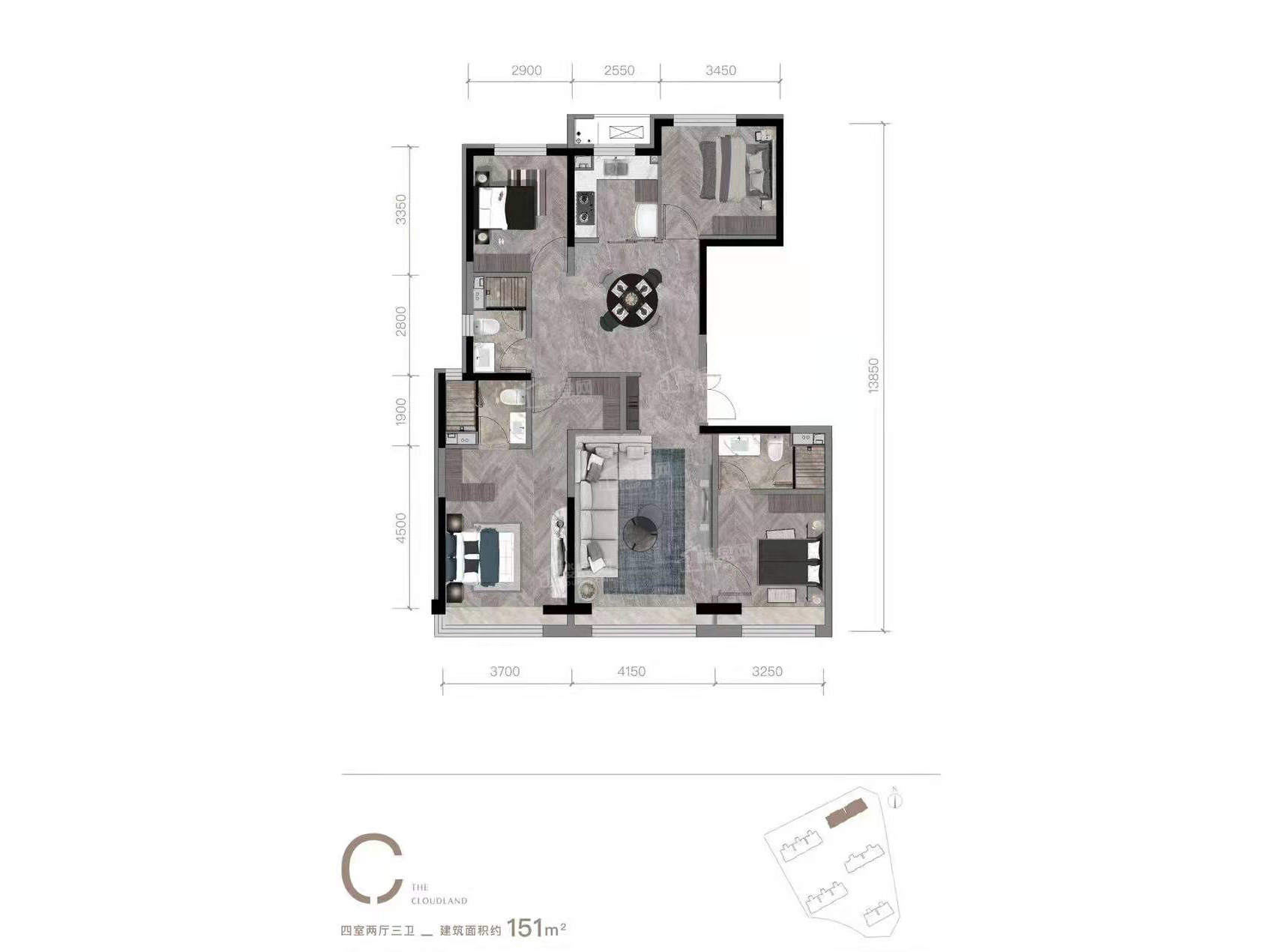 北京中骏金辉未来云城4室2厅3卫户型图-北京楼盘网