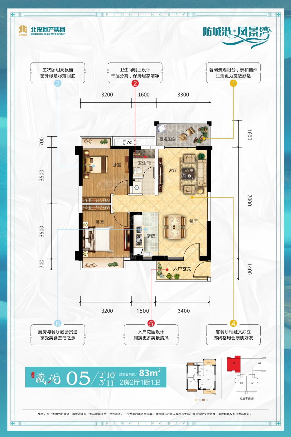 防城港防城港凤景湾2室2厅2卫户型图-防城港楼盘网
