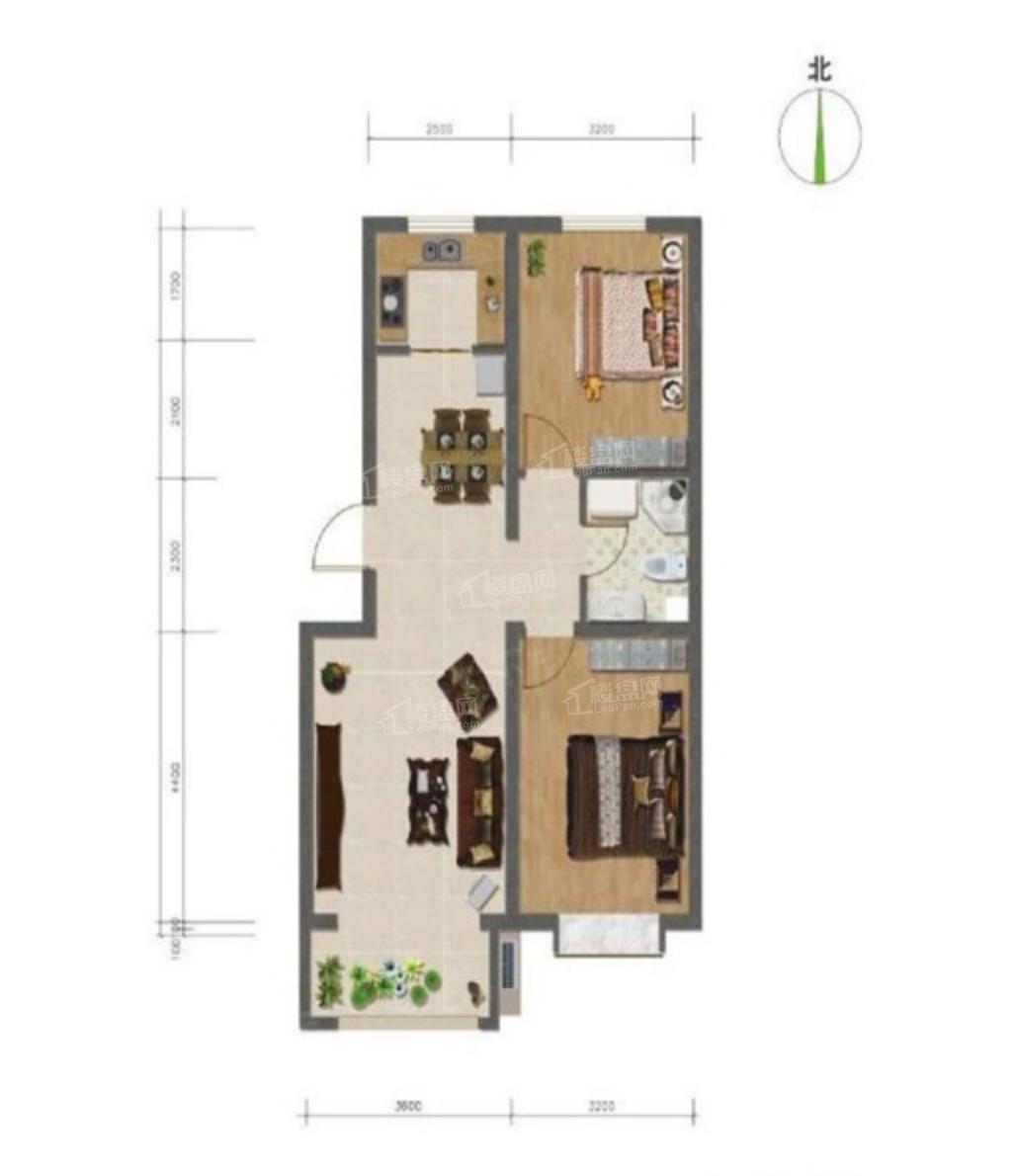 张家口一品华府3室2厅1卫户型图-张家口楼盘网