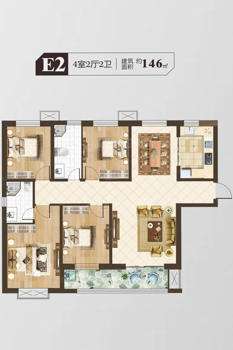 新乡四季城4室2厅1卫户型图-新乡楼盘网