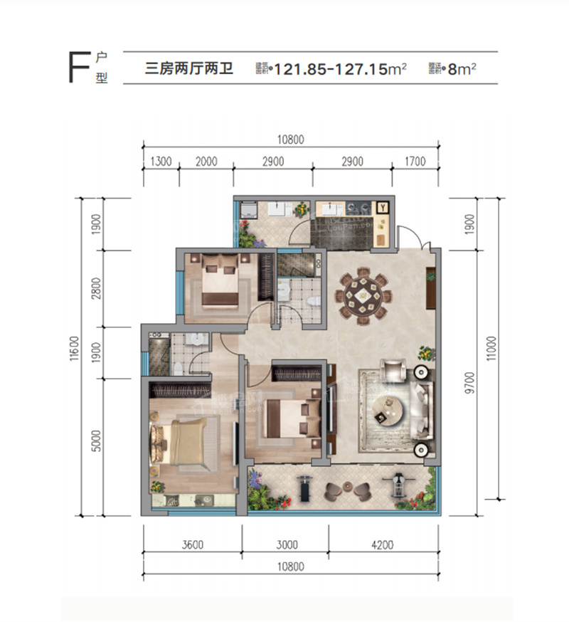 昆明铂悦翡翠澜庭4室2厅2卫户型图-昆明楼盘网