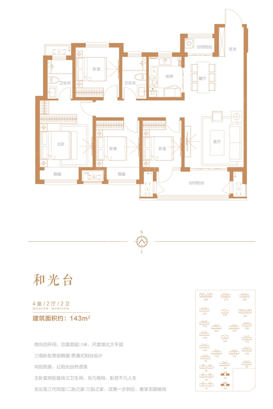 新乡新飞建业府3室2厅2卫户型图-新乡楼盘网