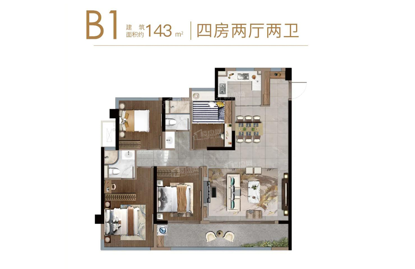 莆田中南珑禧台4室2厅3卫户型图-莆田楼盘网