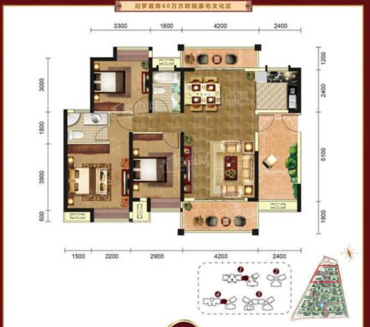 岳阳港鑫龙城4室2厅2卫户型图-岳阳楼盘网