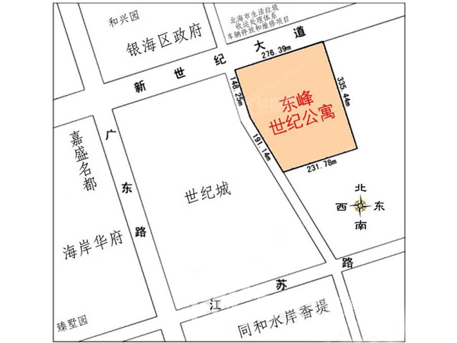 东峰世纪公寓   位置图