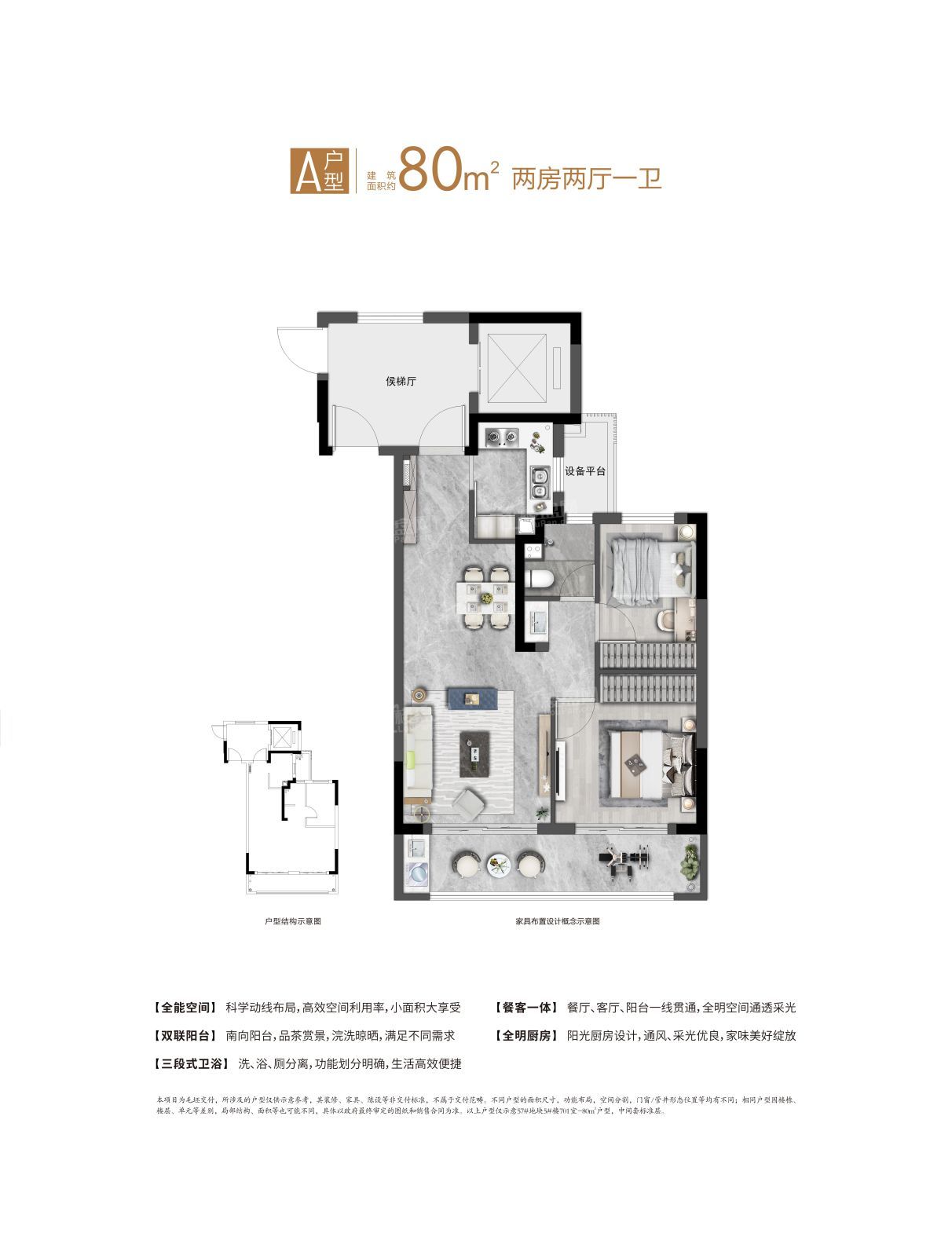 A户型建面80㎡