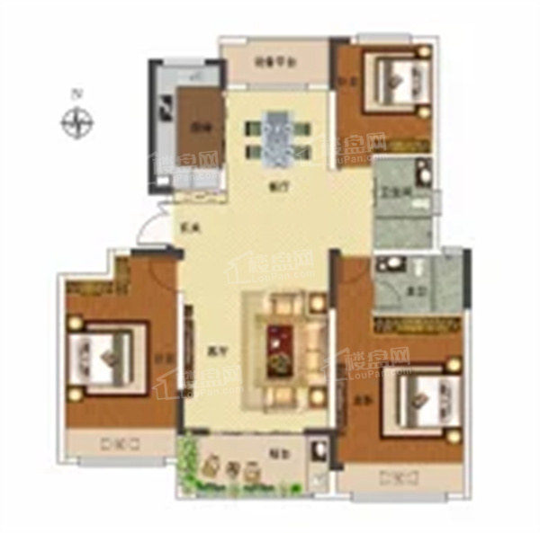 许昌恒达·玖玺府3室2厅2卫户型图-许昌楼盘网