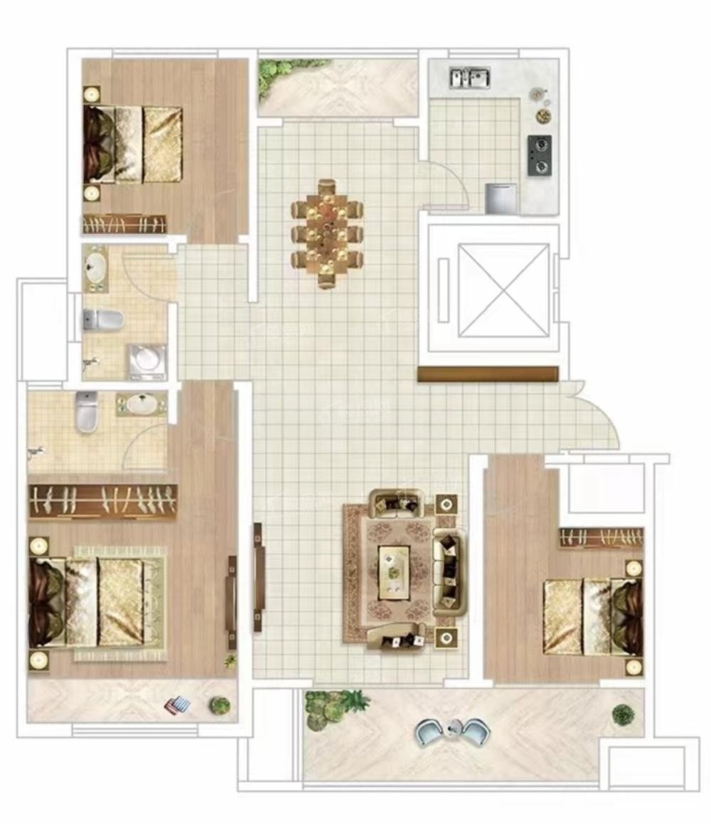 周口建业.如院3居室户型