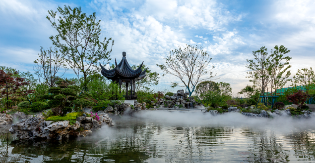 绿城·梓山湖桃李春风实景图