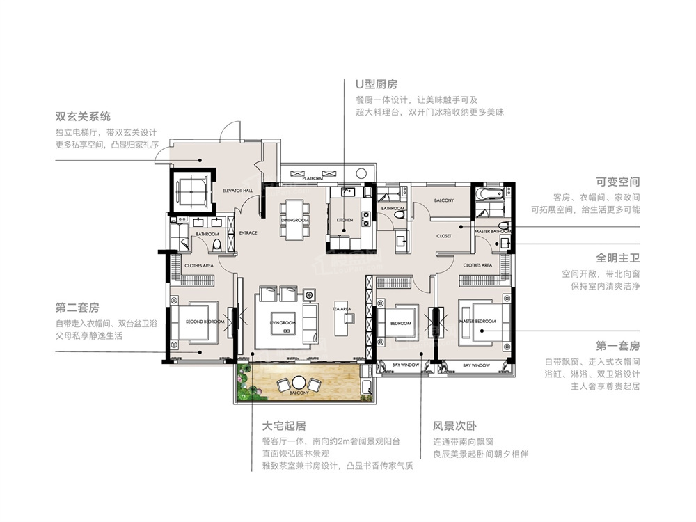 临海伟星·星悦城4室2厅2卫户型图-临海楼盘网