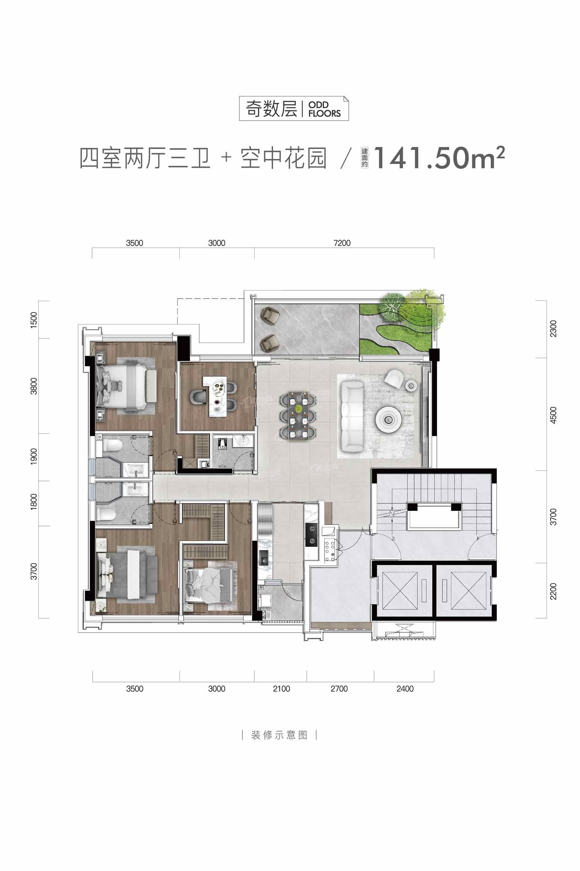 重庆重庆长嘉外滩4室2厅3卫户型图-重庆楼盘网