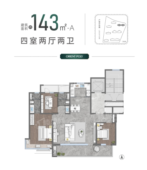 济南保利琅悦4室3厅2卫户型图-济南楼盘网