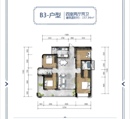 雅安世纪·滨江3室2厅1卫户型图-雅安楼盘网