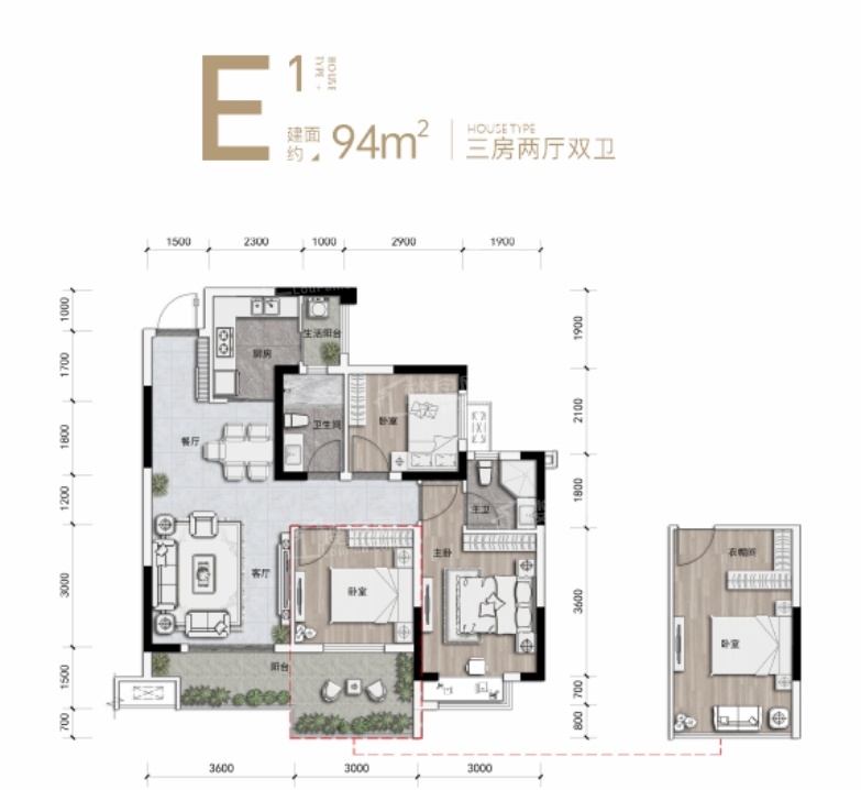 乐山开元上府3室2厅2卫户型图-乐山楼盘网