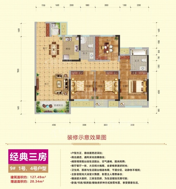 常德喜盈门范城常德购物中心3室2厅1卫户型图-常德楼盘网
