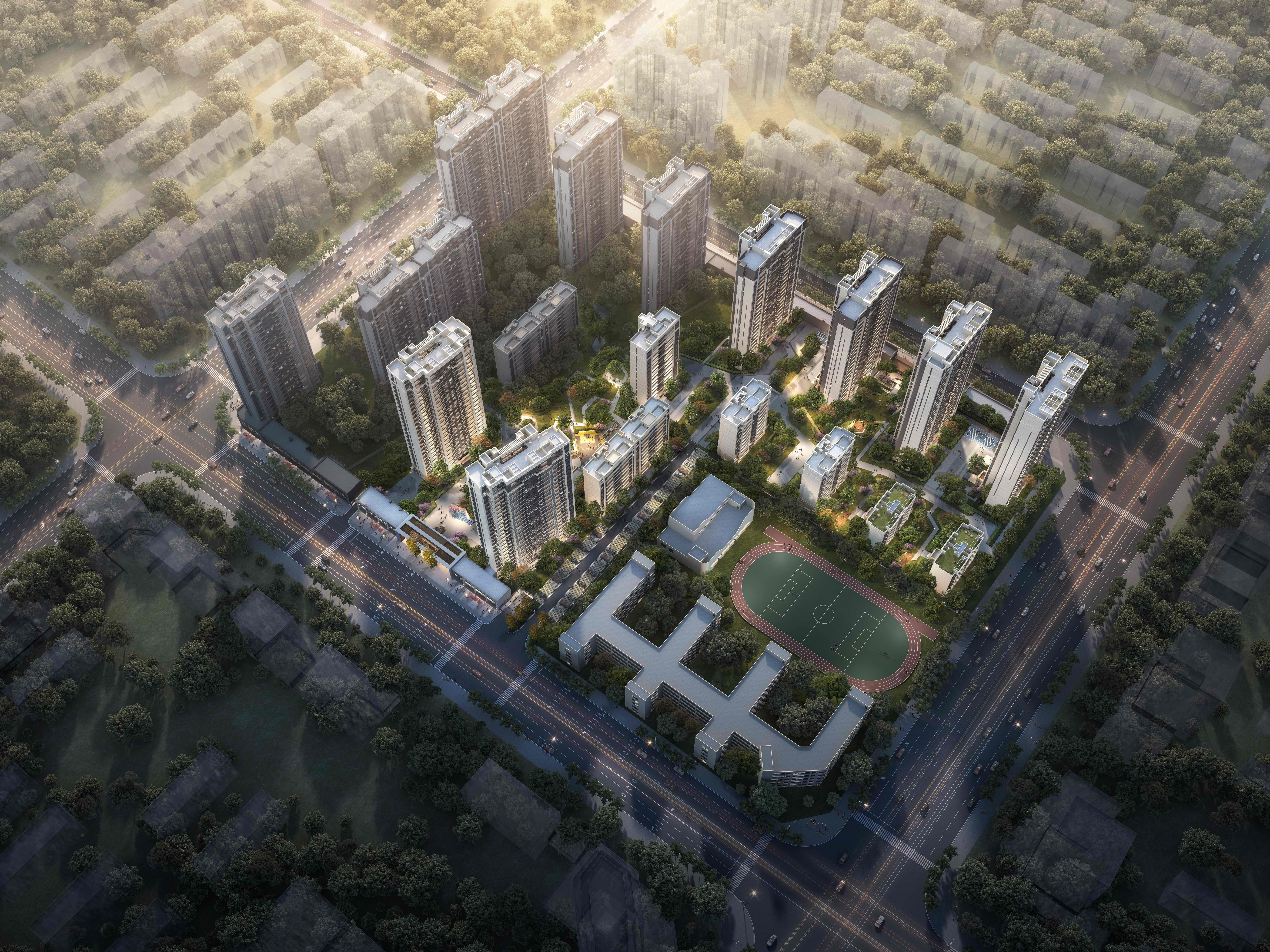 渭南东原映阅新房绿化覆盖有多少？周边有繁华商圈吗？