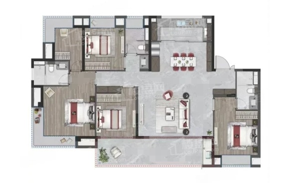 南通建发·观云府4室2厅3卫户型图-南通楼盘网
