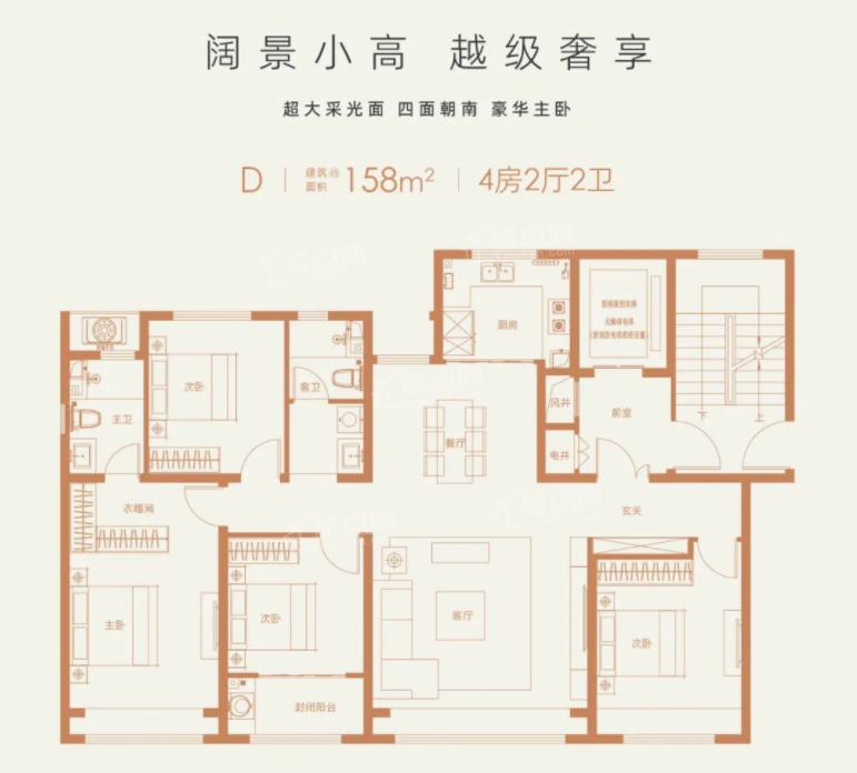 东营清风珺悦4室2厅2卫户型图-东营楼盘网