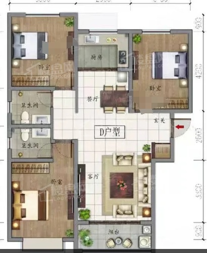 运城怡锦苑3室2厅2卫户型图-运城楼盘网