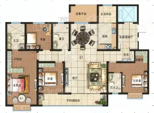 运城山水·橄榄城3室2厅2卫户型图-运城楼盘网