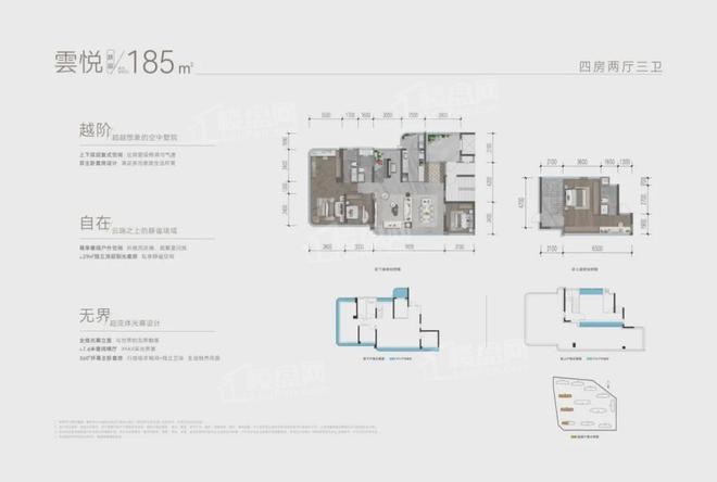 双流邦泰悦九章4室2厅3卫户型图-双流楼盘网