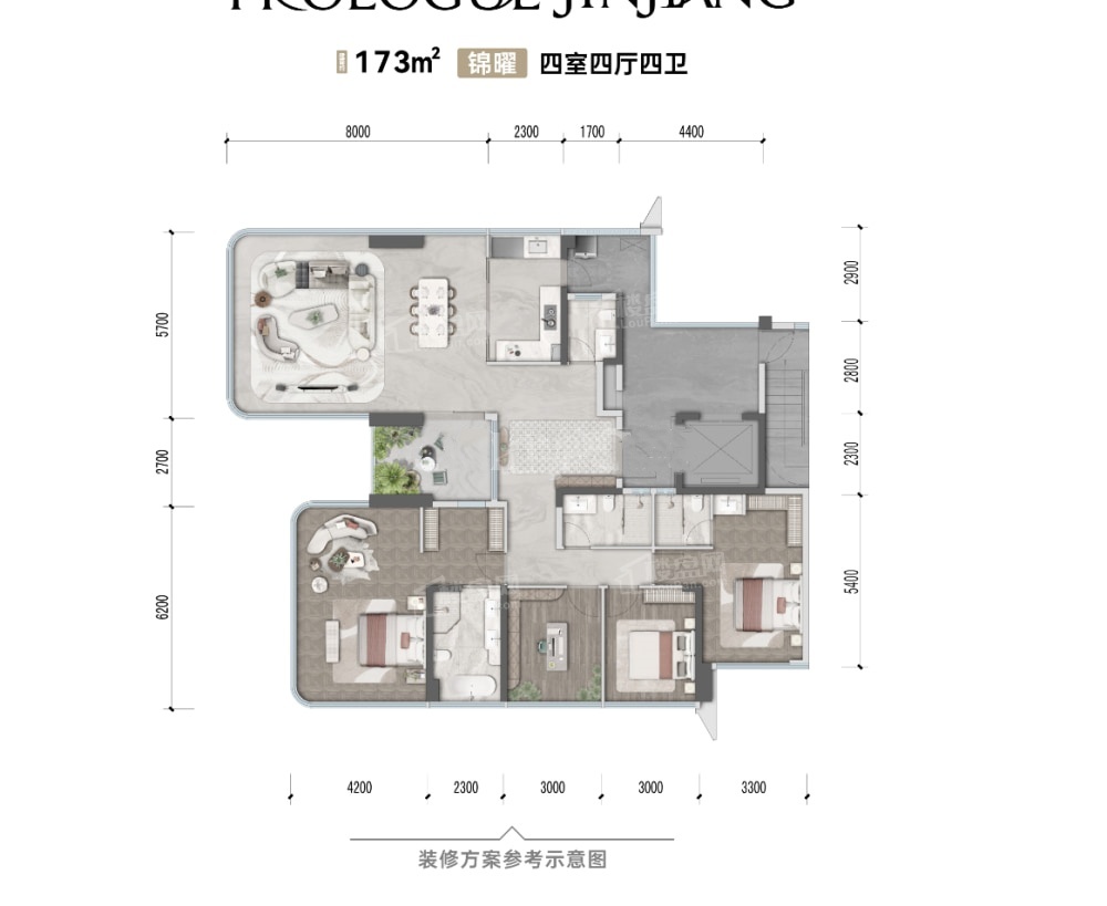 成都澳南锦江序4室4厅4卫户型图-成都楼盘网