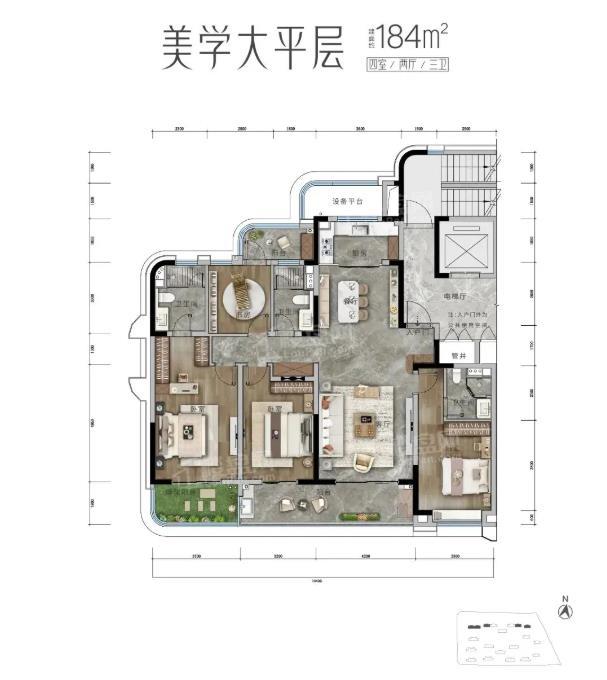 海宁双漾未来城4室2厅3卫户型图-海宁楼盘网