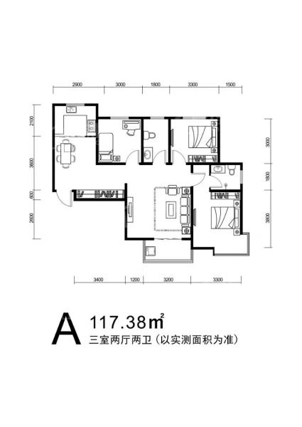 A 约117平