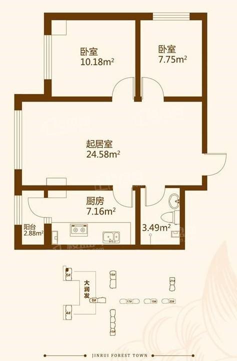 金瑞林城使用面积53平米