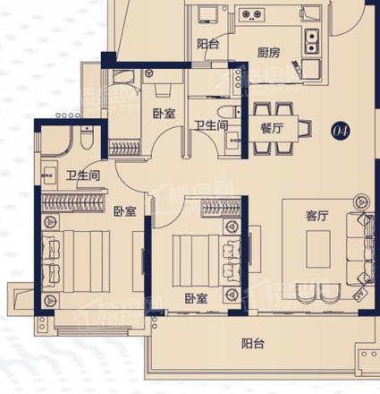 12栋04户型3房2厅2卫108.86㎡