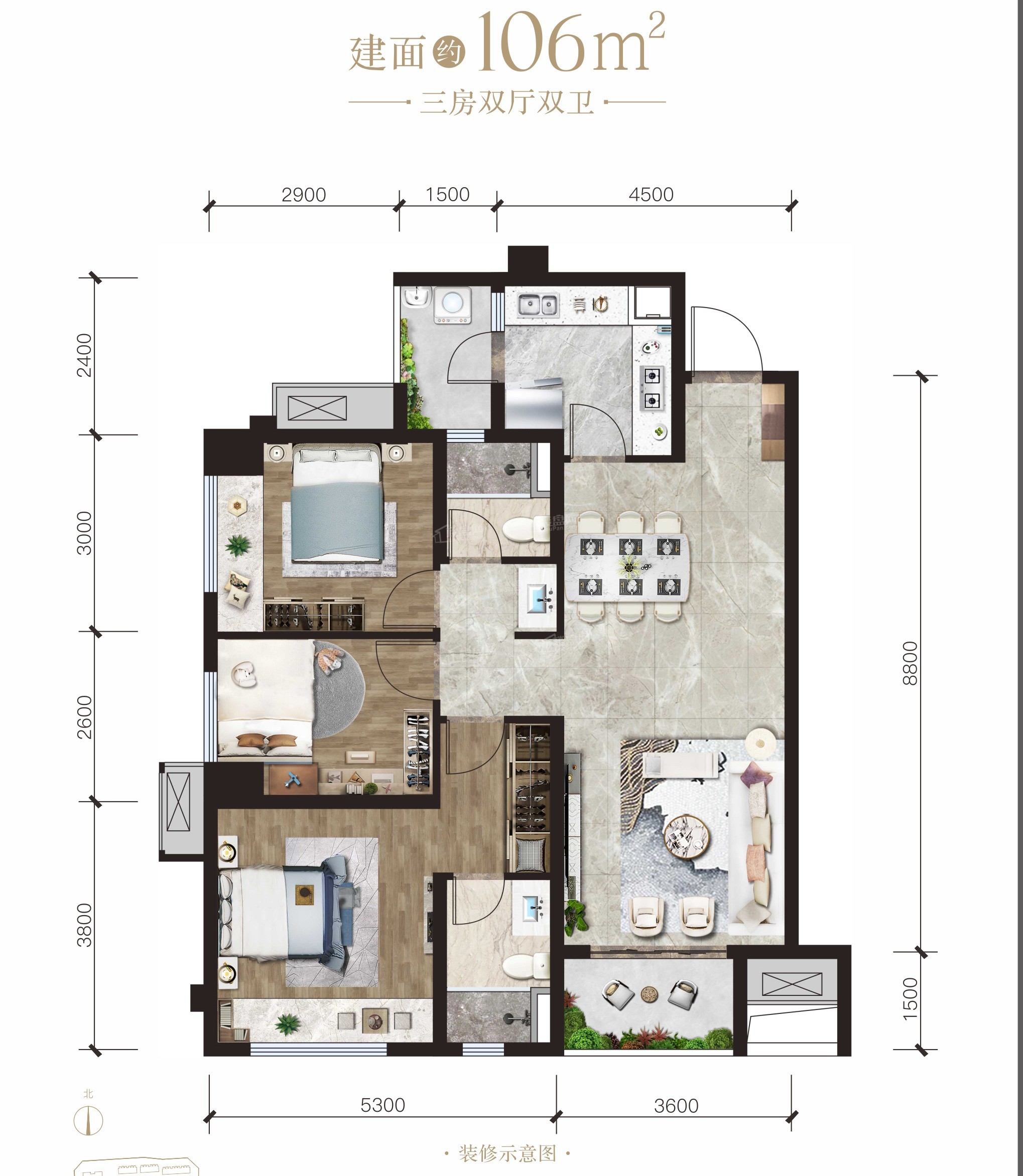 成都保利珑堂里院4室2厅2卫户型图-成都楼盘网