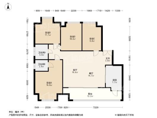 升伟云熙台4居室户型图