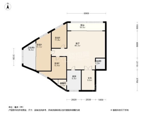 重庆中心3居室户型图