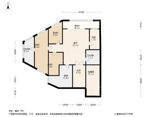 重庆中心3居室户型图
